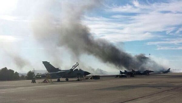 Греческий истребитель разбился при взлете на военной авиабазе в Испании