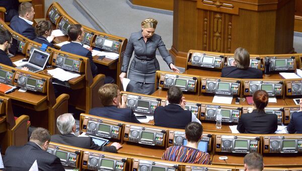 Лидер партии Батькивщина Юлия Тимошенко в Верховной раде. Архивное фото