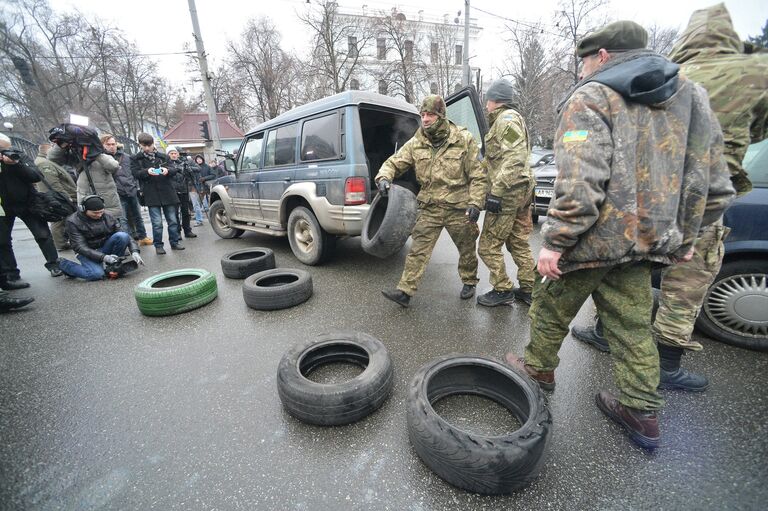 Митинг батальона Айдар у Минобороны Украины