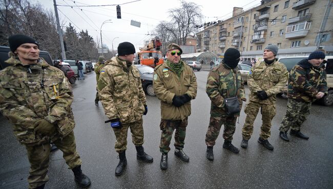 Митинг батальона Айдар у Минобороны Украины. Архивное фото