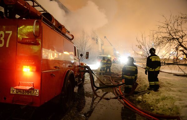 Пожар в библиотеке Института общественных наук в Москве