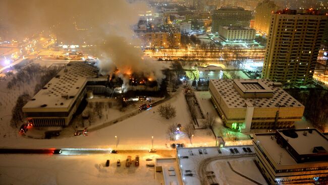 Пожар в библиотеке Института общественных наук в Москве