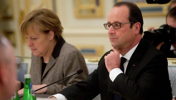 Канцлер ФРГ Ангела Меркель и Президент Франции Франсуа Олланд
