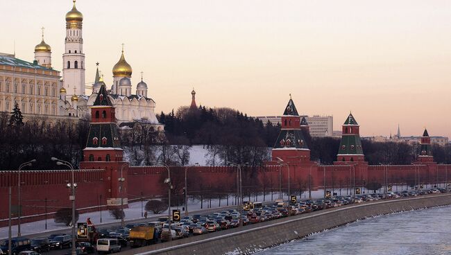 Вид на Московский Кремль зимой
