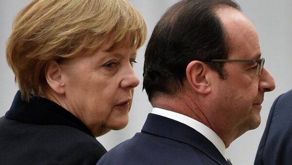 Канцлер Германии Ангела Меркель и президент Франции Франсуа Олланд . Архивное фото