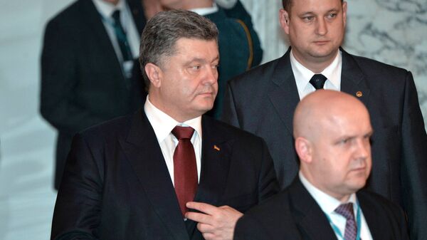 Президент Украины Петр Порошенко во Дворце независимости в Минске