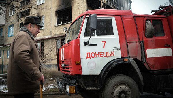 Пожарная машина в Донецке. Архивное фото