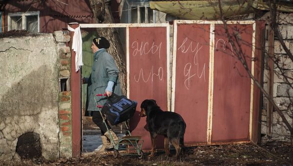 Местная жительница в Донецкой области. Архивное фото