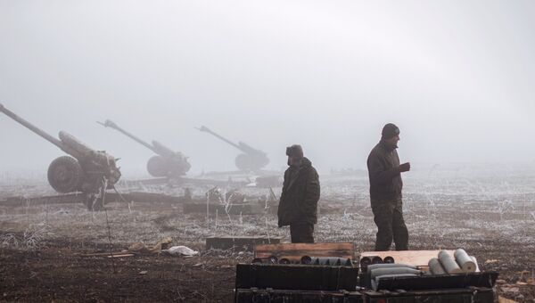 Ополченцы ДНР в окрестностях Дебальцево Донецкой области