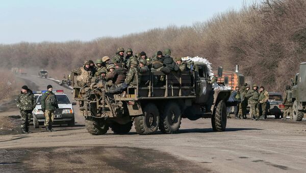 Вывод войск украинской армии из Дебальцево. Донецкая область, 18 февраля 2015