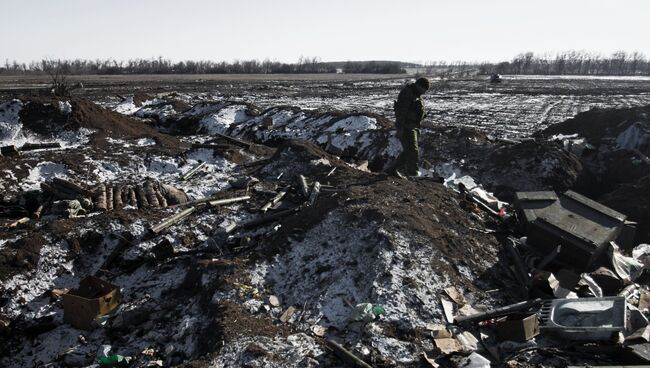 Ополченец Донецкой народной республики в окрестностях Дебальцево