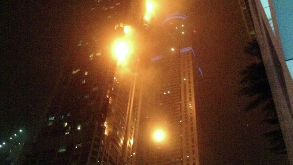 Пожар на одной из башен небоскреба Torch в Дубае