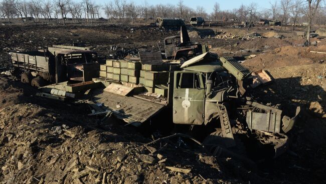 Разрушенный укрепрайон украинских силовиков на окраине города Дебальцево. Архивное фото