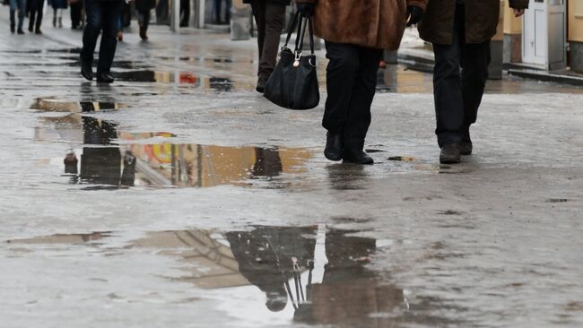 Прохожие на Гоголевском бульваре в Москве. Архивное фото
