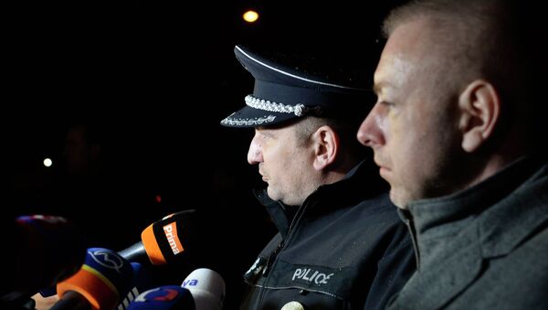 Глава полиции Чехии Томас Тухи и министр внутренних дел Милан Хованец выступают перед журналистами в городе Угерский Брод