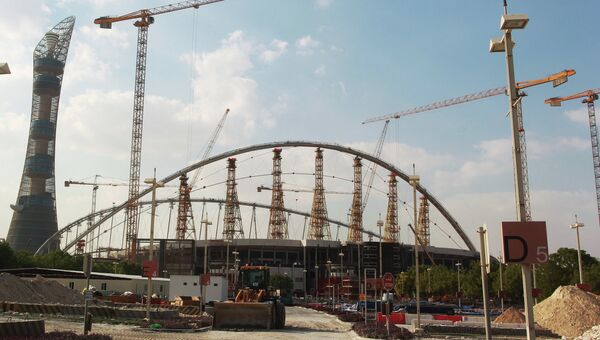 Строительная площадка стадиона Халифа в Дохе, Катар