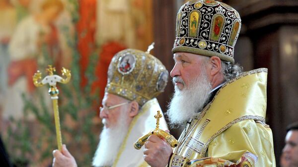 Патриарх Кирилл и патриарх Варфоломей в Храме Христа Спасителя
