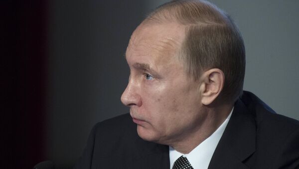 Президент России Владимир Путин на расширенном заседании коллегии МВД России. Архивное фото