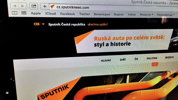 Страница сайта мультимедийного агентства Sputnik на чешском языке