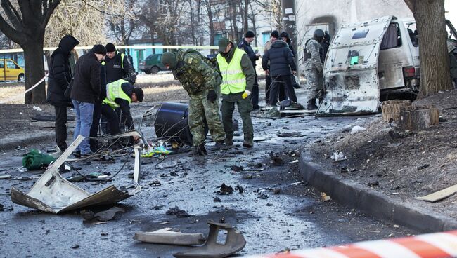 Взрыв автомобиля командира батальона патрульной службы милиции Слобожанщина в Харькове