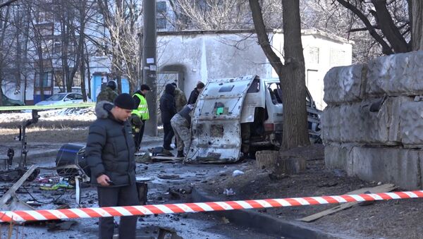 Последствия взрыва автомобиля комбата Слобожанщины в Харькове
