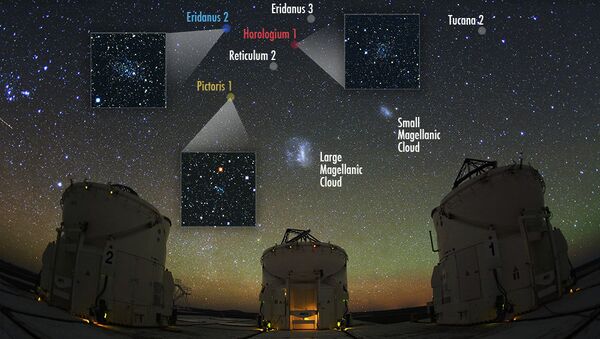 Расположение некоторых из девяти открытых спутников Млечного Пути на ночном небе