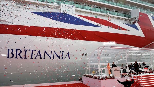 Церемония крещения крупнейшего в Великобритании круизного судна Britannia. 10 марта 2015