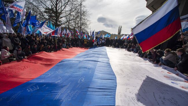 Празднование годовщины Крымской весны в Симферополе