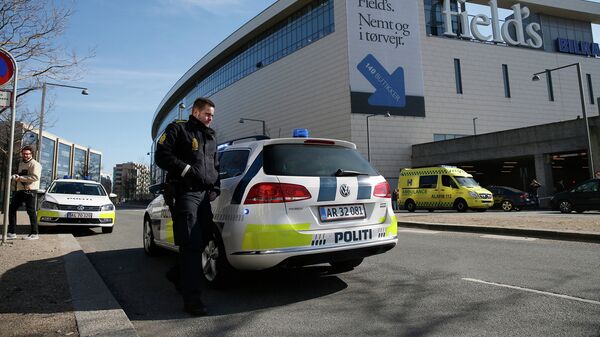 Полиция у здания торгового центра, где произошла перестрелка. Копенгаген, 18 марта 2015 год