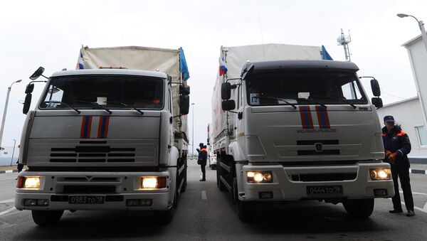 Очередная колонна МЧС России с гуманитарной помощью для жителей Донбасса