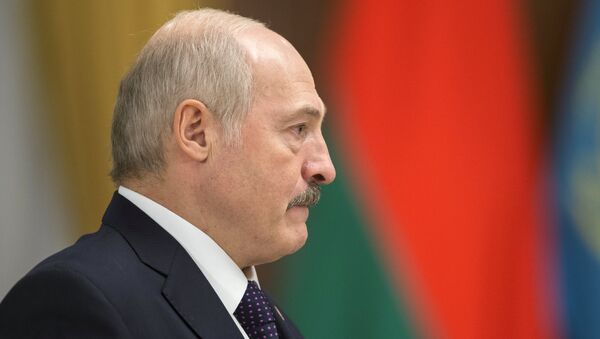 Президент Белоруссии Александр Лукашенко во время встречи с президентами России и Казахстана в резиденции Акорда в Астане