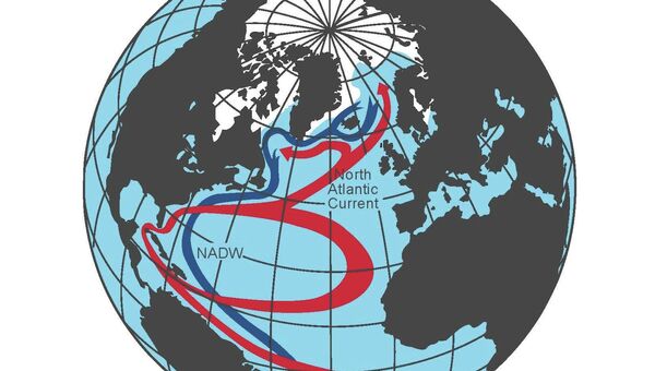 Карта океанического конвейера в Атлантике