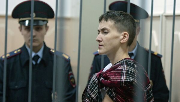 Украинская летчица Надежда Савченко в Басманном суде Москвы. Архивное фото