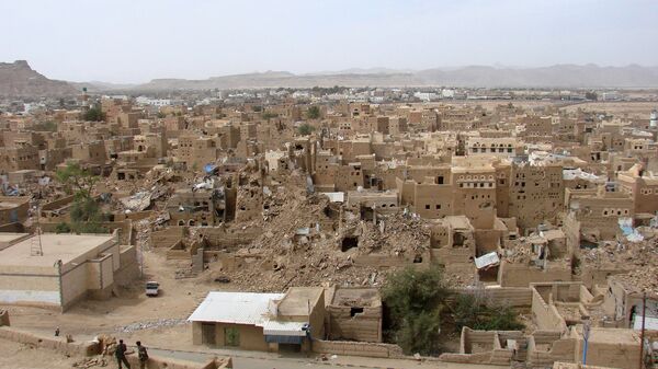 Вида на разрушения в городе Саада. Архивное фото