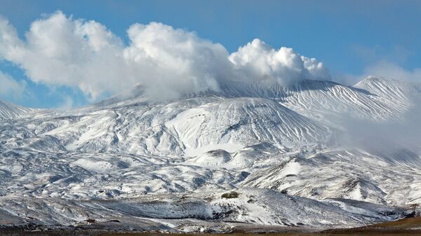 Вид на действующий вулкан Горелый, расположенный на юге Камчатки. Архив