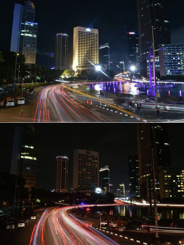 Деловой район Джакарты во время акции Час Земли