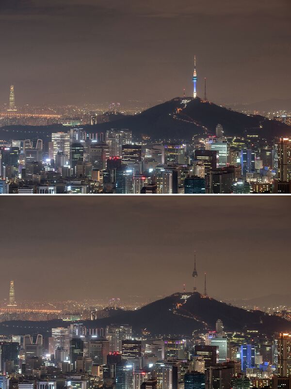 Сеул во время акции Час Земли