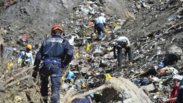 Поисково-спасательные работы на месте крушения самолета Airbus A320 на юго-востоке Франции. Архивное фото