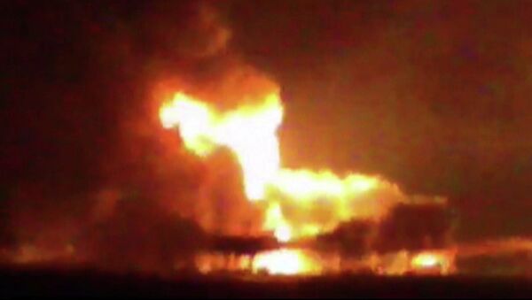 Пожар на нефтяной платформе в Мексиканском заливе. Архивное фото