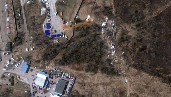 Изображение с спутника на место где разбился самолет польского президента Леха Качиньского. Архивное фото