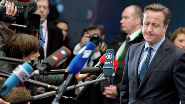 Премьер-министр Великобритании Дэвид Кэмерон на саммите ЕС в Брюсселе. Архивное фото