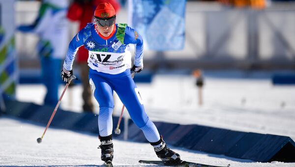 Раиса Головина (Россия) на соревнованиях по лыжным гонкам среди женщин на XVIII Сурдлимпийских зимних играх в Ханты-Мансийске