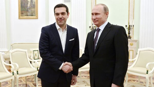 Президент России Владимир Путин и премьер-министр Греции Алексис Ципрас