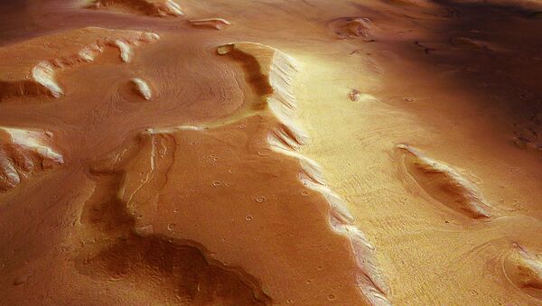 Снимок с камеры HRSC зонда Mars Express: один из ледников, скрытый под слоем пыли. Архивное фото