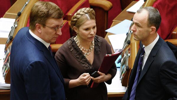 Лидер партии Батькивщина Юлия Тимошенко на заседании Верховной рады Украины. Архивное фото