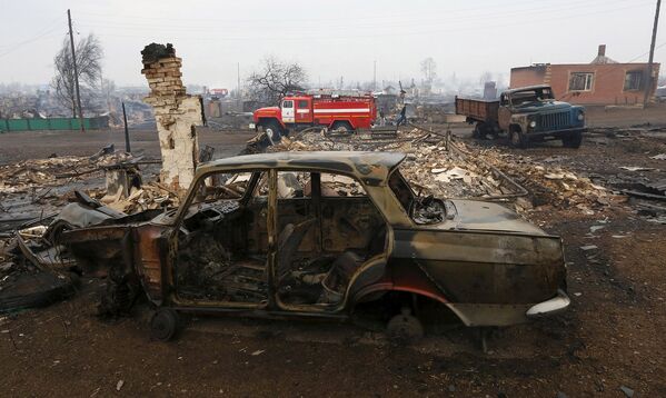 Последствия пожаров в Хакасии, Поселок Шира, апрель 2015