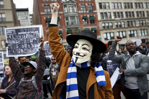 Протесты против жестокости полиции в Нью-Йорке, США