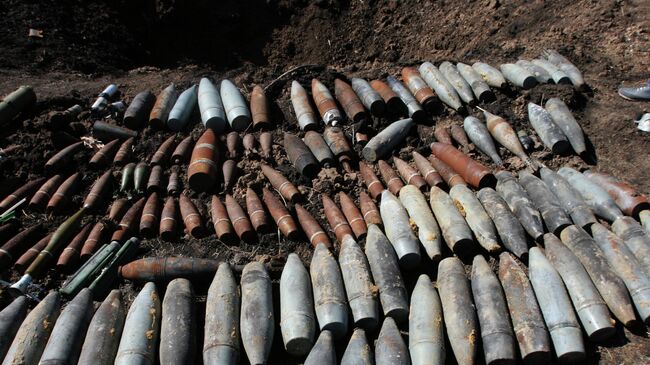 Обезвреживание неразорвавшихся боеприпасов на территории ДНР. Архивное фото