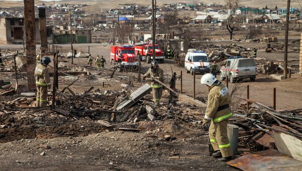 Ликвидация последствий пожара в поселке Шира Республики Хакасия.