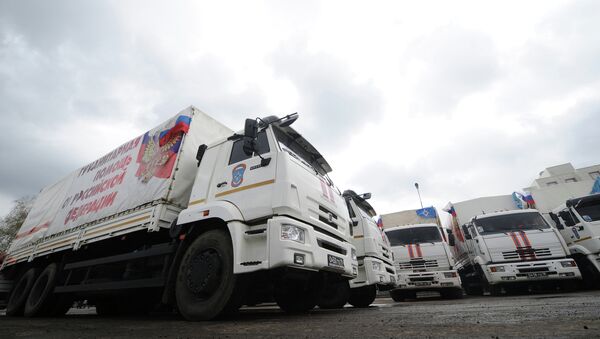 Машины 25-го гуманитарного конвоя для Донбасса